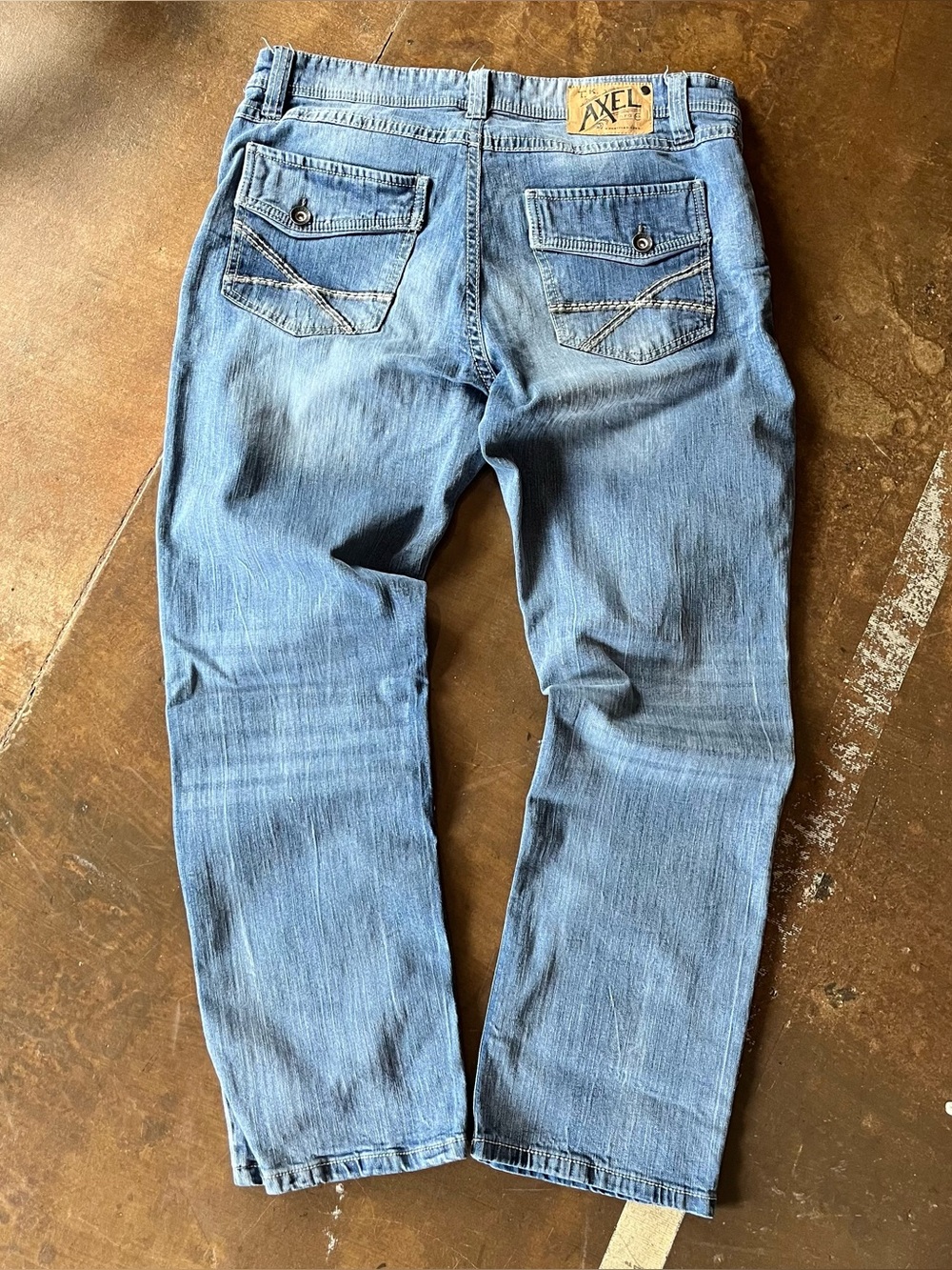 TK Axel Vintage Y2K Medium Wash Embroidered Pocket Straight Jeans 36x32 Mallcore